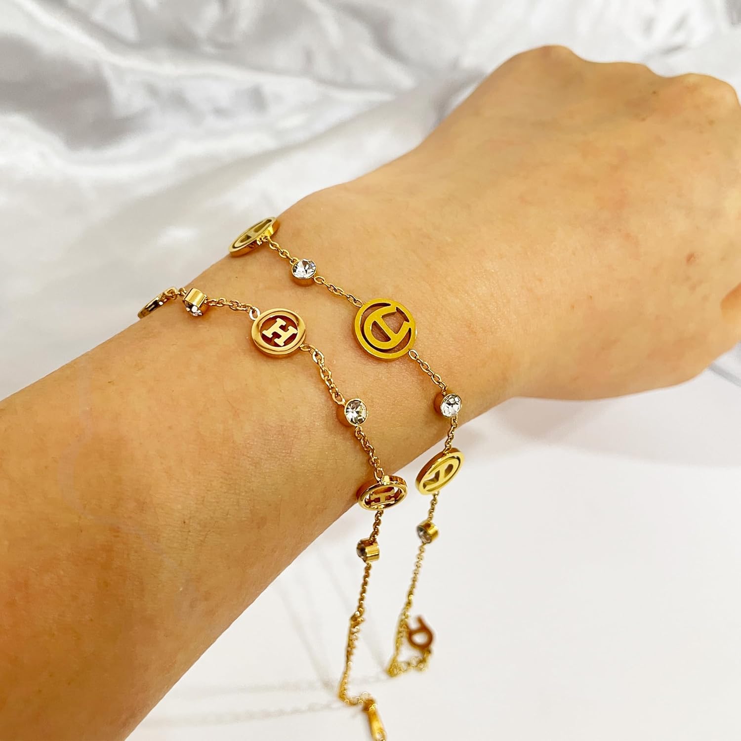 Gold Plated Link Bracelet with Cubic Zirconia for Women Trendy Adjustable Simple Chain Bracelets Dainty Jewelry Gift for Women - Image 4