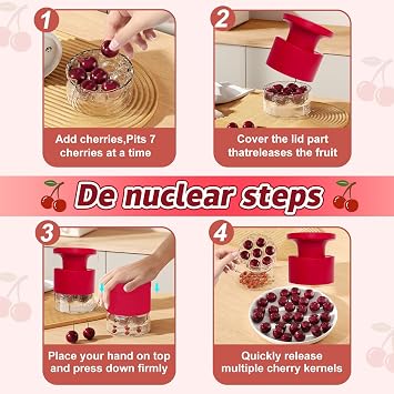 7 in 1 Cherry Pitter Tool With Splatter Protector For Kichen