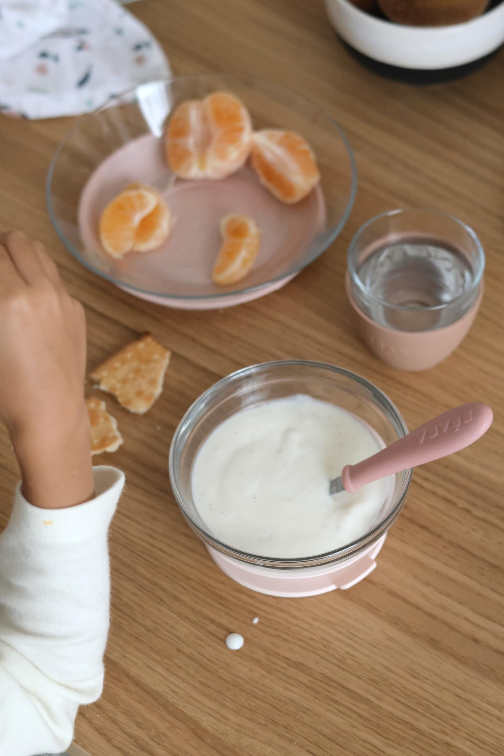 BÉABA & Duralex, Coffret Repas Enfant en Verre, Assiette, Bol, Verre avec Ventouse Silicone, Ergonomique, Evolutif, Sain, Durable, Made in France, Barbe à papa