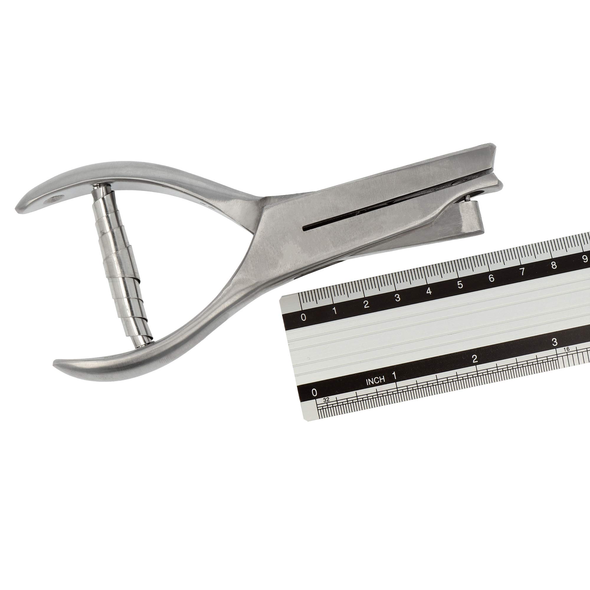 Labelident Lochzange für Prüfplaketten mit runder Kerbform - 3 mm Lochgröße - Kerbzange aus Edelstahl, 48 mm Maultiefe, Kontrollzange