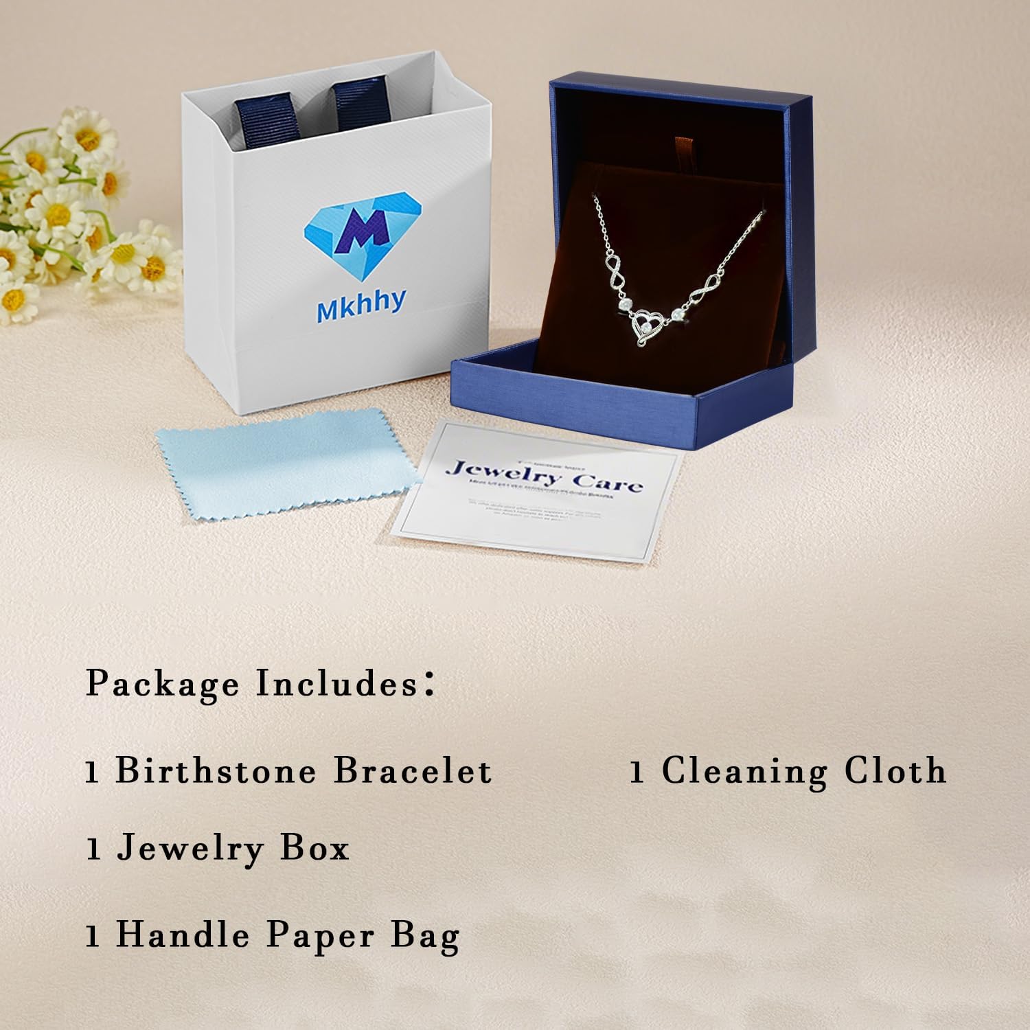 Mkhhy Infinity Heart Birthstone Bracelets for Women Wife S925 Sterling Silver Anniversary Birthday Gift Ideas for Wife Girlfriend Her Presents for Mom Daughters
