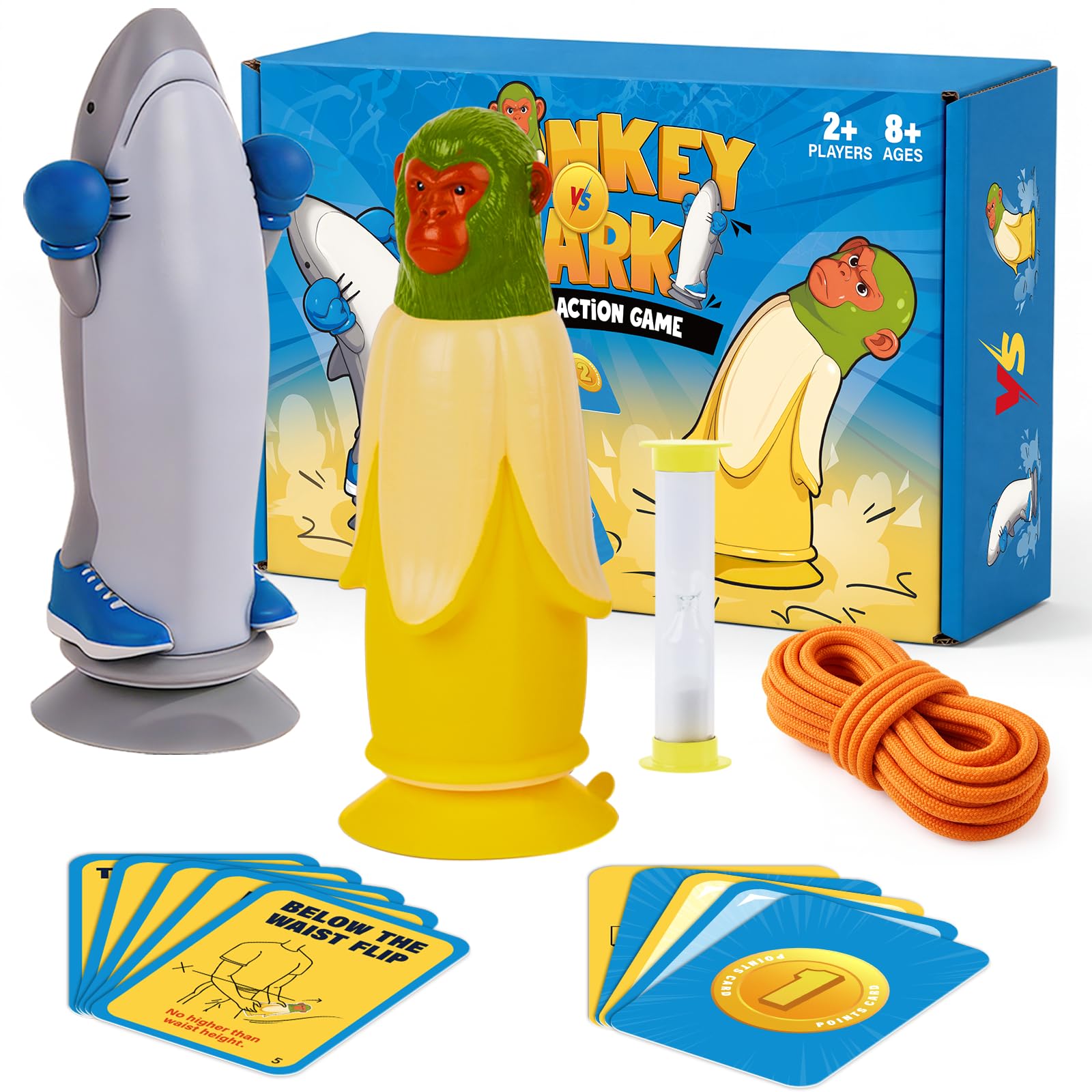 Monkey vs Shark Party Game: Fun Flip Game | Interactive Family Games for Kids and Adults | Fast-Paced Action Party Games for Game Nights, Gatherings