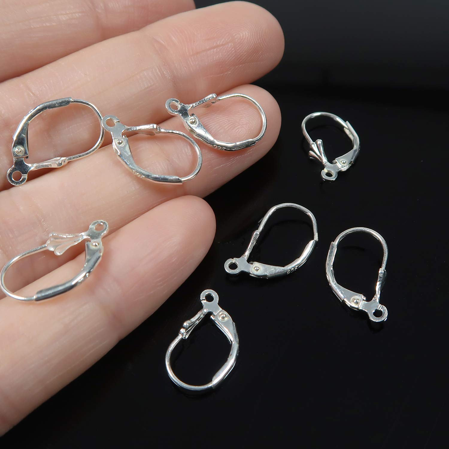 Sterling Silver Leverback Earrings 10Pcs Sterling Silver Huggie