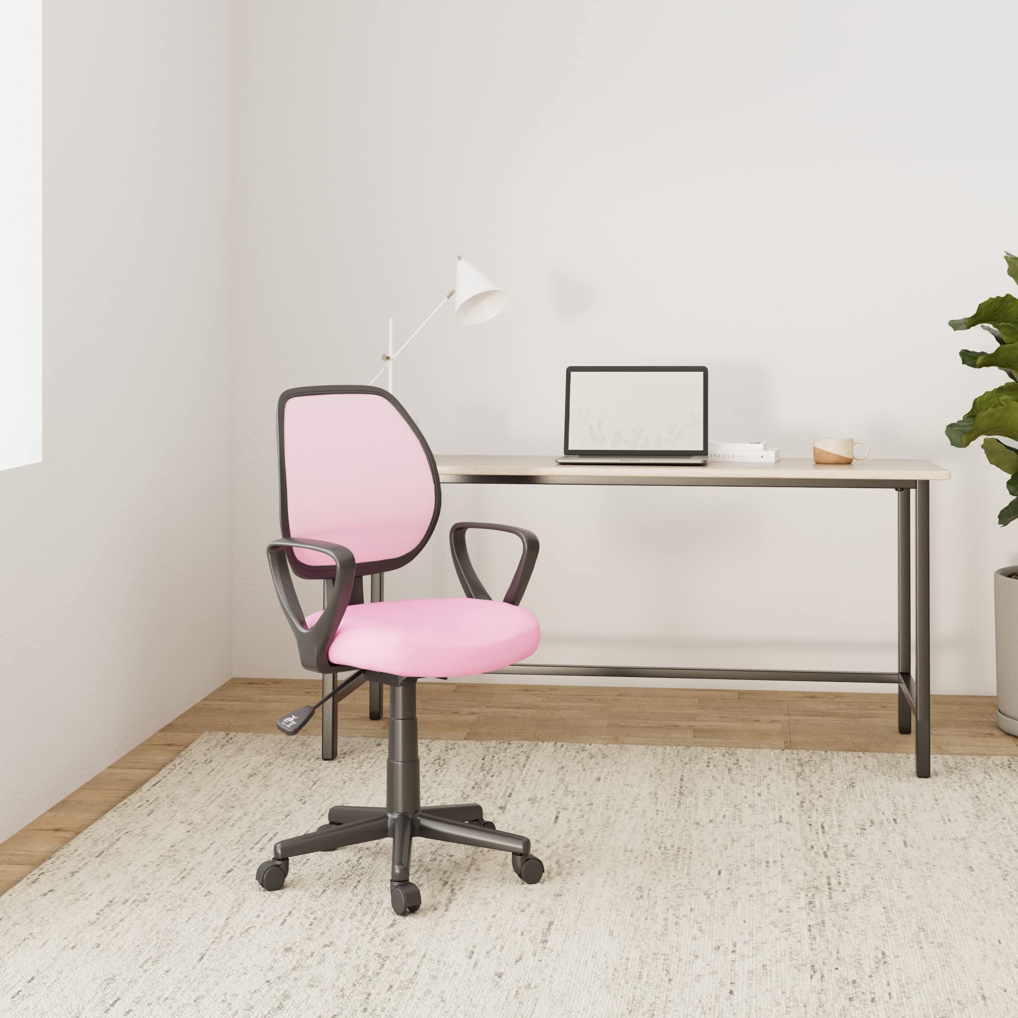 ACAZA Chaise de Bureau Enfant Roulante, Siège à roulettes avec Hauteur réglable pour Fille, Ado, Enfant ou Étudiant, Rose