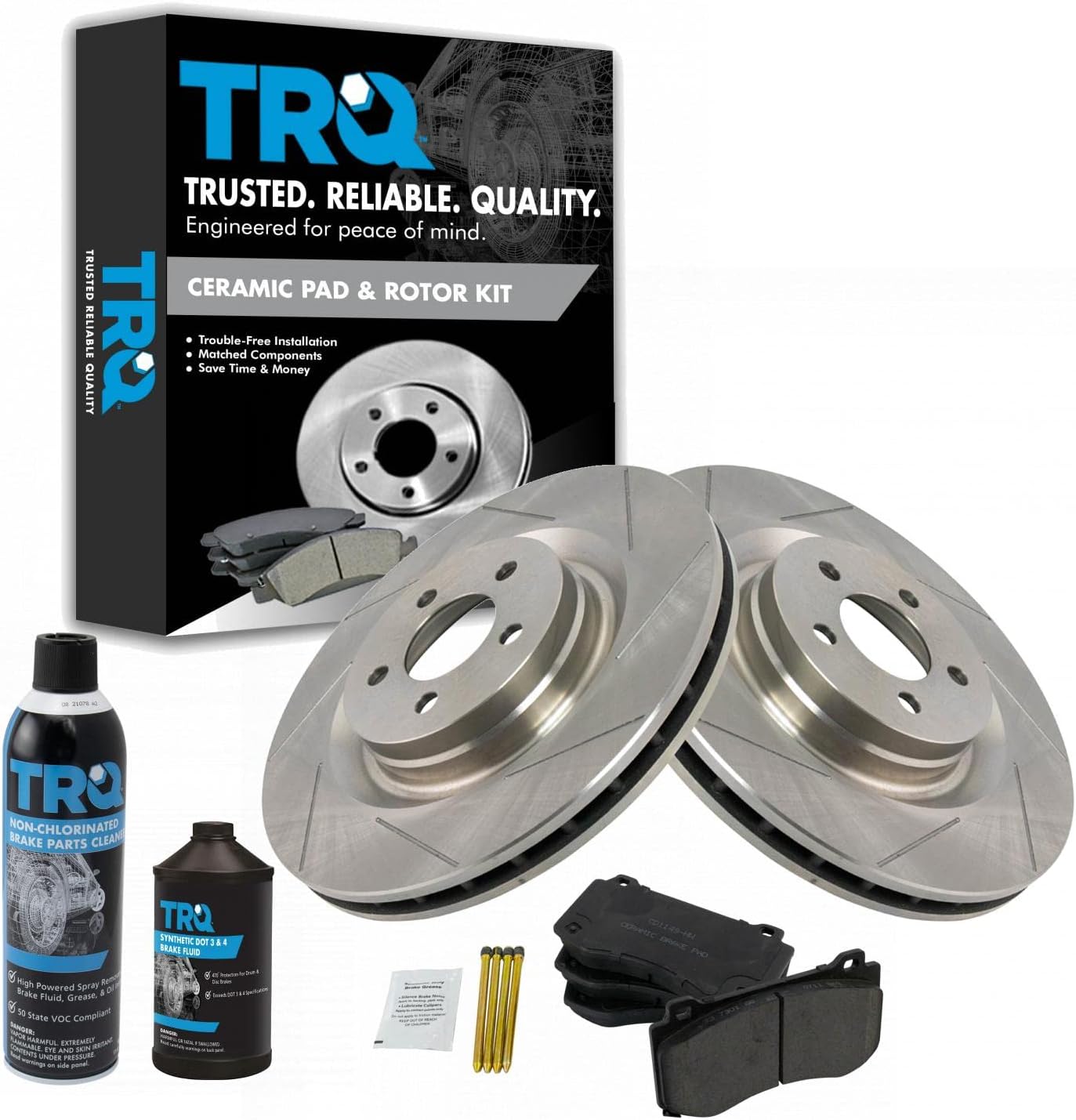 TRQ Front Brake Pad & Rotor Kit Brake Chemical Kit Brake Pads Brake Rotor Ceramic Compatible with 2009-2014 Chrysler 300 2008-2019 Dodge Challenger 2006-2018 Charger 2006-2008 Magnum
