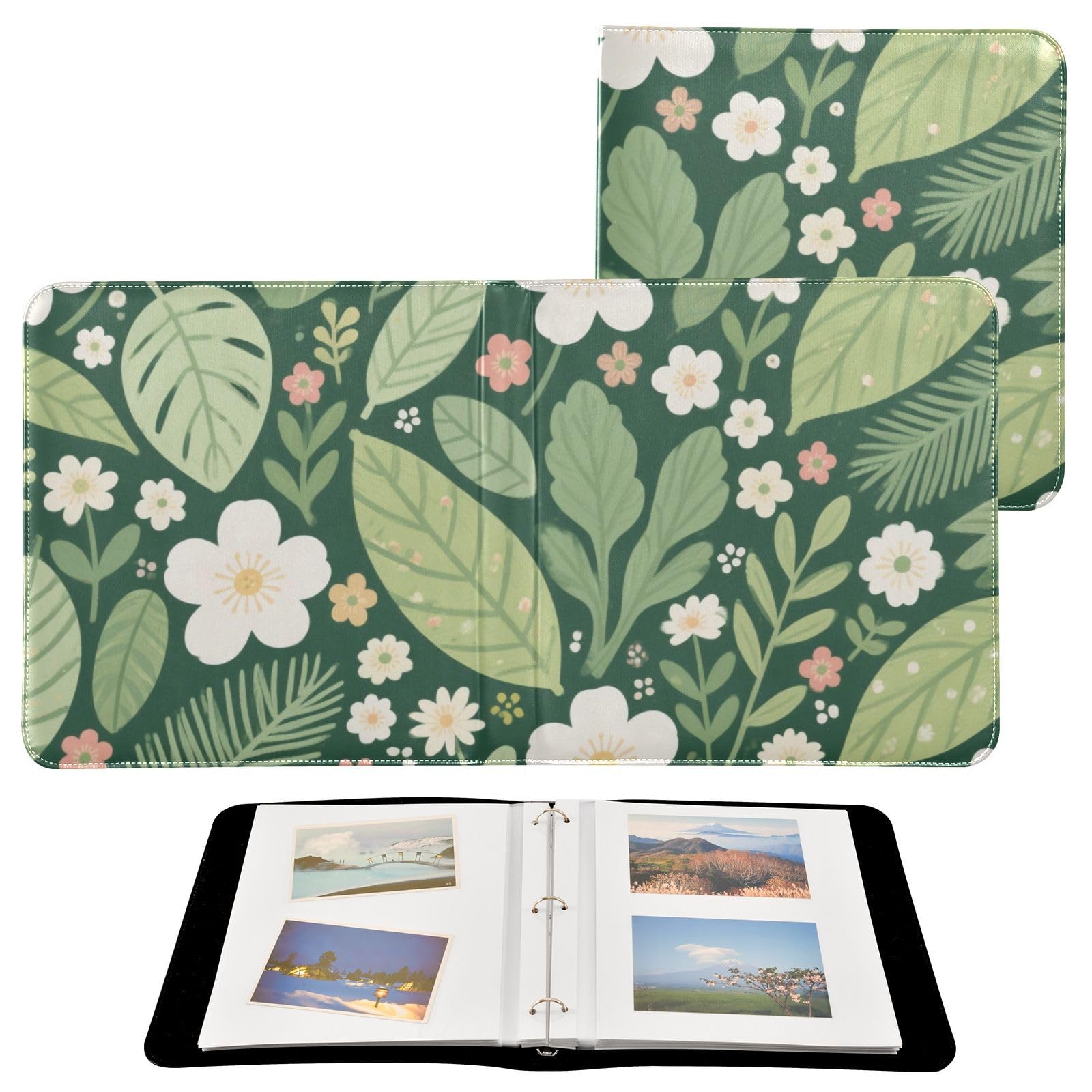 Photo Album 4x6, 5x7,6x8,Artificial Leather Photo Albums with 20 Detachable Sheets Plant Print for Family Wedding,Multi 23