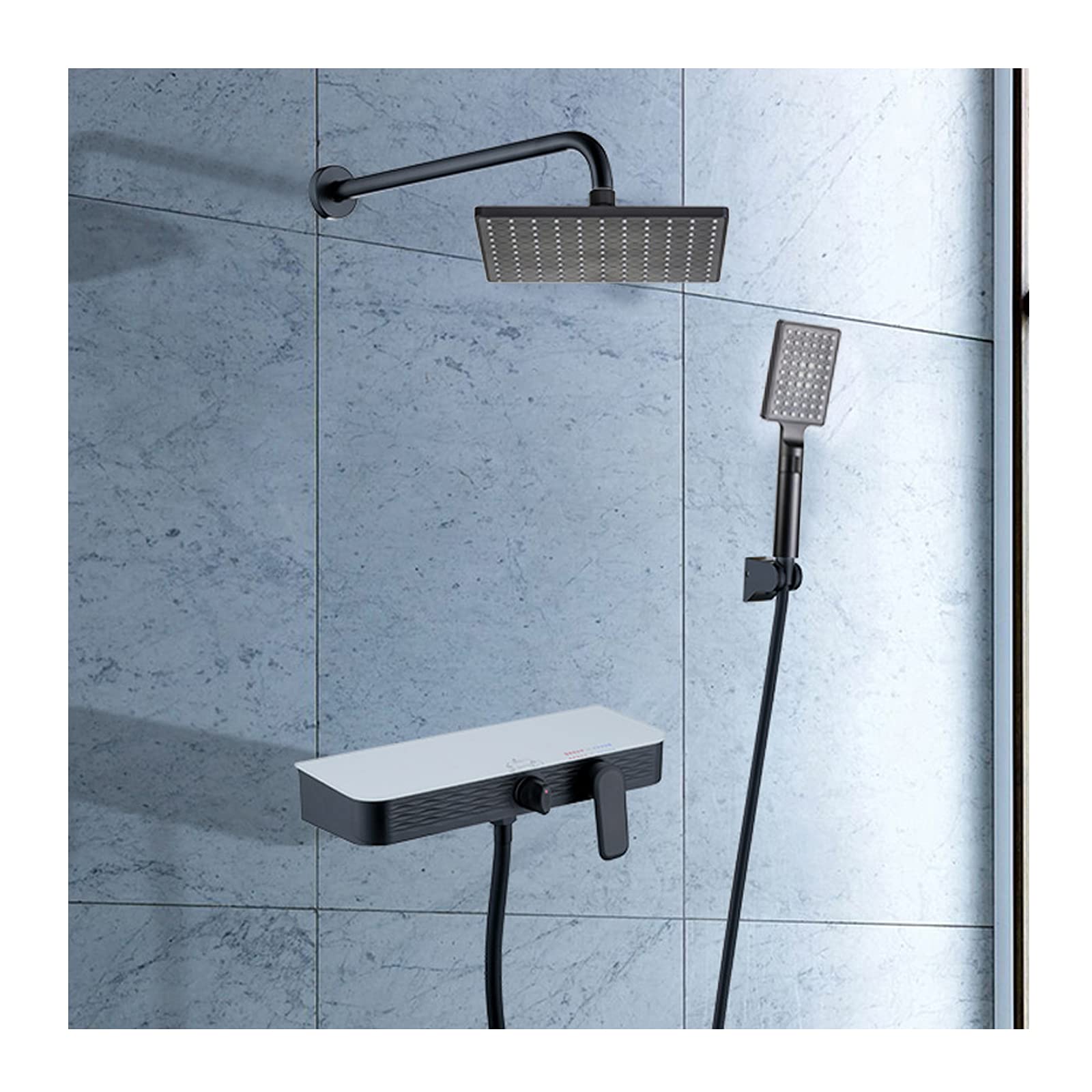 Ensemble de douche mural anti-calcaire 3 voies pour douche et baignoire
