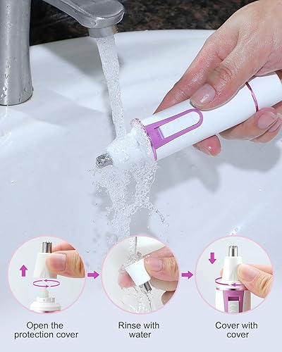 Miniatura 6 de AREYZIN Recortadora de pelo de nariz para mujer, recargable, para cejas y vello facial para hombres, recortadora de nariz profesional sin dolor con