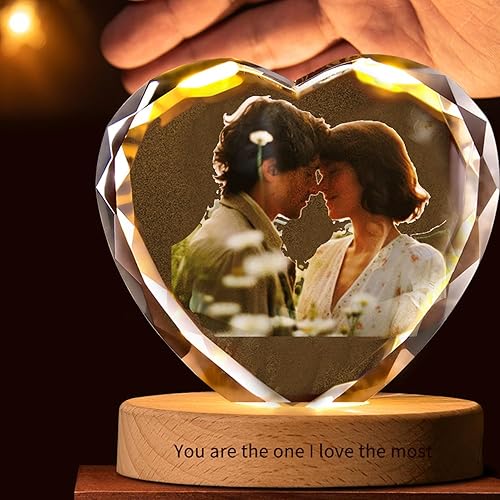 Miniatura 2 de Marco de cristal con forma de amor personalizado con foto personalizada, regalo personalizado para seres queridos, aniversario de boda, decoración