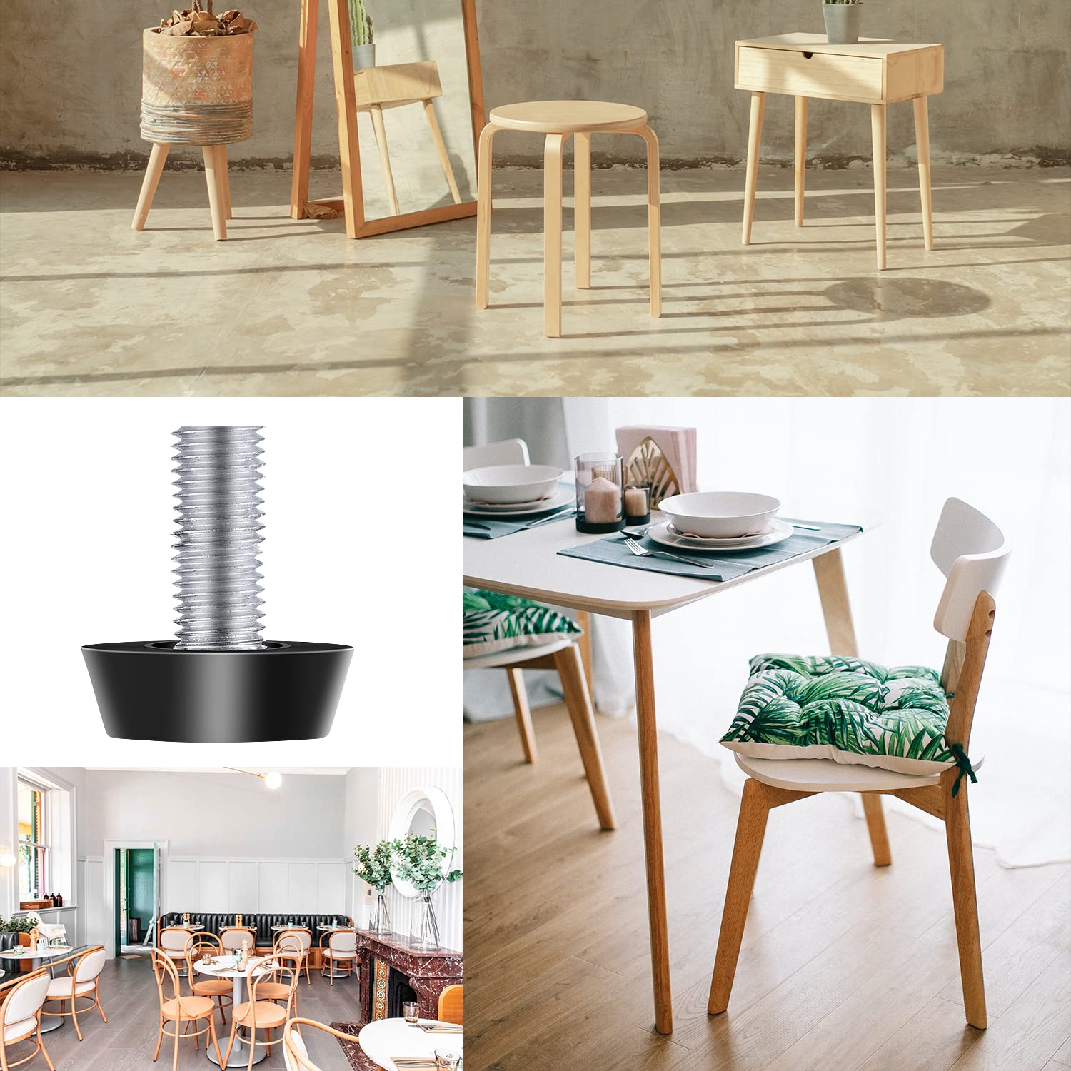 Set 20 Piedini Regolabili M8 Per Mobili - Livellatori Per Tavoli, Sedie, Gambe (Kit300M8) Made In Italy