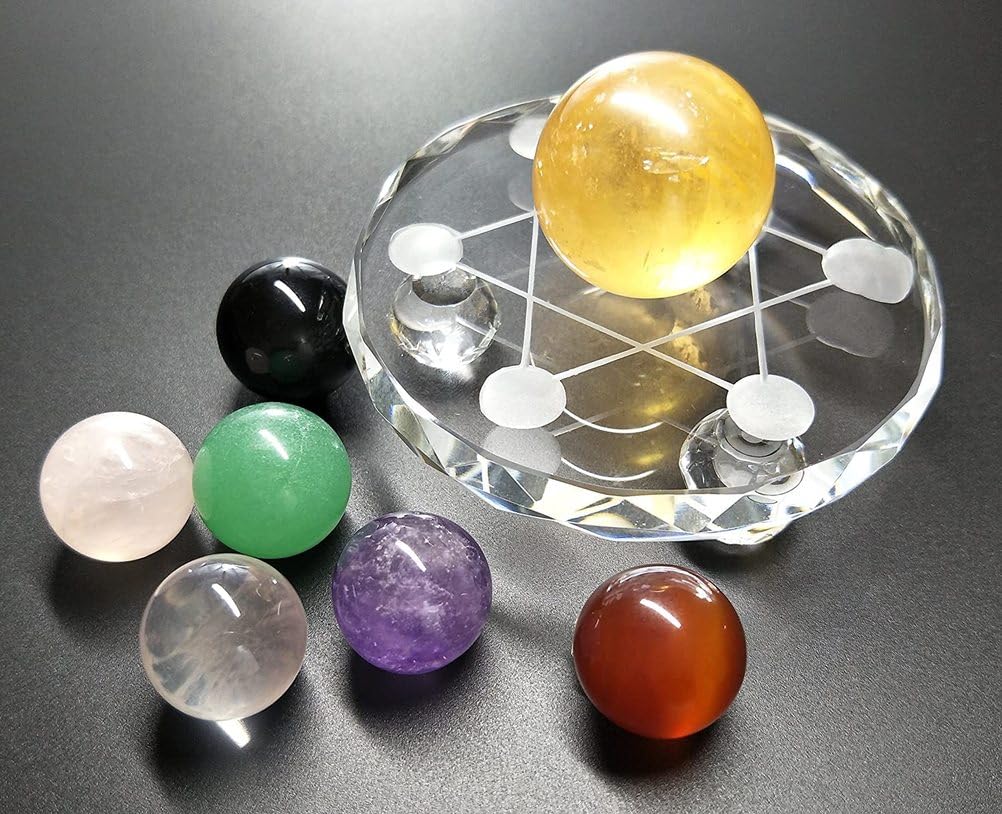 Set di 7 Sfere di Cristallo Chakra Naturali con Sfere curative, Pietre burattate per la Meditazione, Regalo di Decorazione Domestica Feng Shui