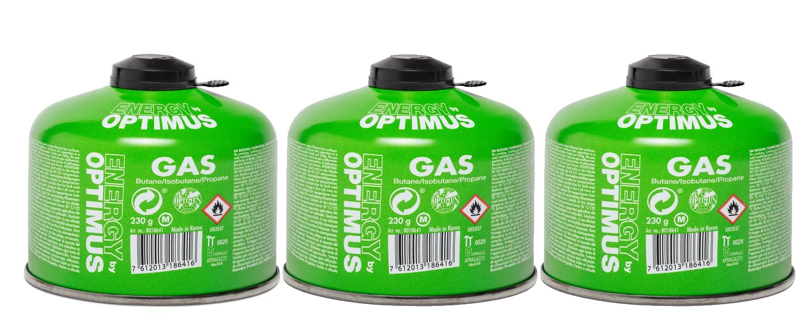 Generisch 3 x Optimus Ventil-Gaskartuschen Füllmenge 230g