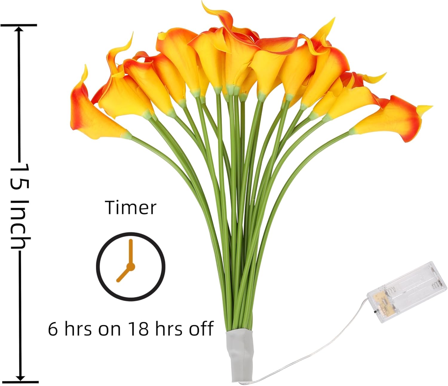 LED Lighted Artificial Flowers Calla Lily Lamp 20 Stems Real Touch Calla Faux Flower Lights for Valentine's Day Gift and Easter Home Kitchen Wedding Dining Table Decor(Orange) - Image 5