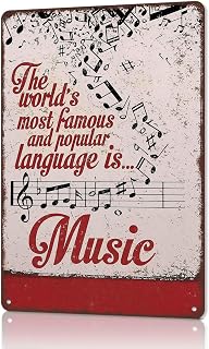 Music Quote Vintage Aluminum Metal Wall Sign 8 x 12 Inch | Music Room Decor for Home or Living Room