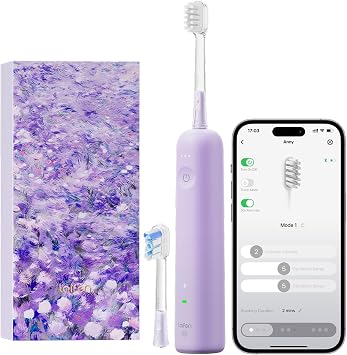 Laifen Wave Special Electric Toothbrush, Oscillation & Vibration Sonic Electric Toothbrush for Adults with App, 2 Brush Heads, IP68 Waterproof Travel-Friendly Misty Lavender