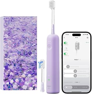 Wave Special Electric Toothbrush, New 2025 Version Oscillation & Vibration Sonic Electric Toothbrush for Adults with App, 2 Brush Heads, IP68 Waterproof Travel-Friendly (Misty Lavender)