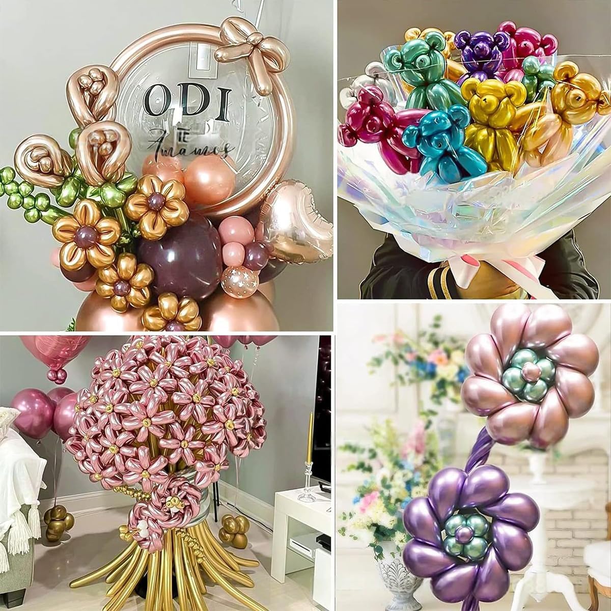 50Pcs 260 Balloons Metallic Gold Long Balloons for animals, for Birthday, Wedding, Engagement, Anniversary, Christmas, Festival Party Decoration, Gold Skinny Latex Twisting Balloon - Image 9