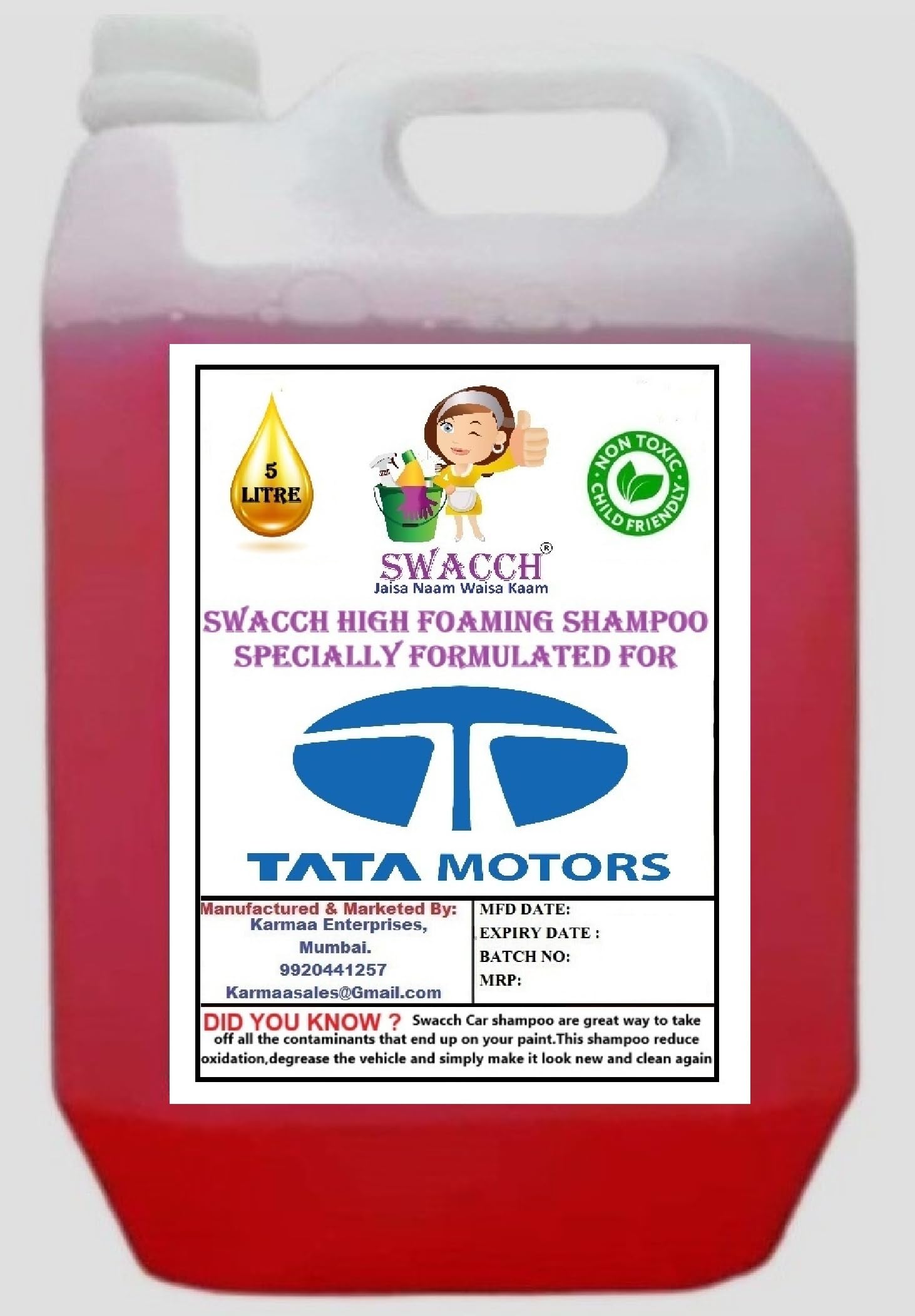 Swacch High Foaming Car Shampoo For TATA MOTORS I Non-Toxic Formula I Ph Balanced I Super Saver Pack I Premium Wax Formulation I Glossy & Shine I 5 Litre-picture-31