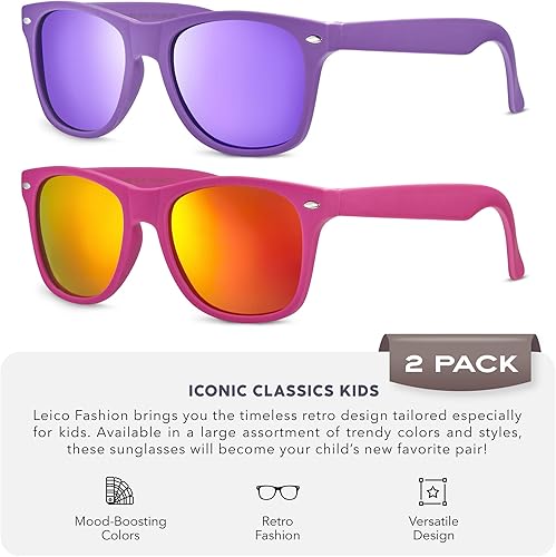 Miniatura 2 de Gafas de sol polarizadas retro para niños y niñas de 3 a 12 años inastillables con protección UV para niños pequeños