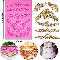 Vista 8 de Moldes de silicona estilo barroco, moldes de encaje de volutas y encaje para fondant, molde de flor en relieve vintage, molde de filigrana 3D