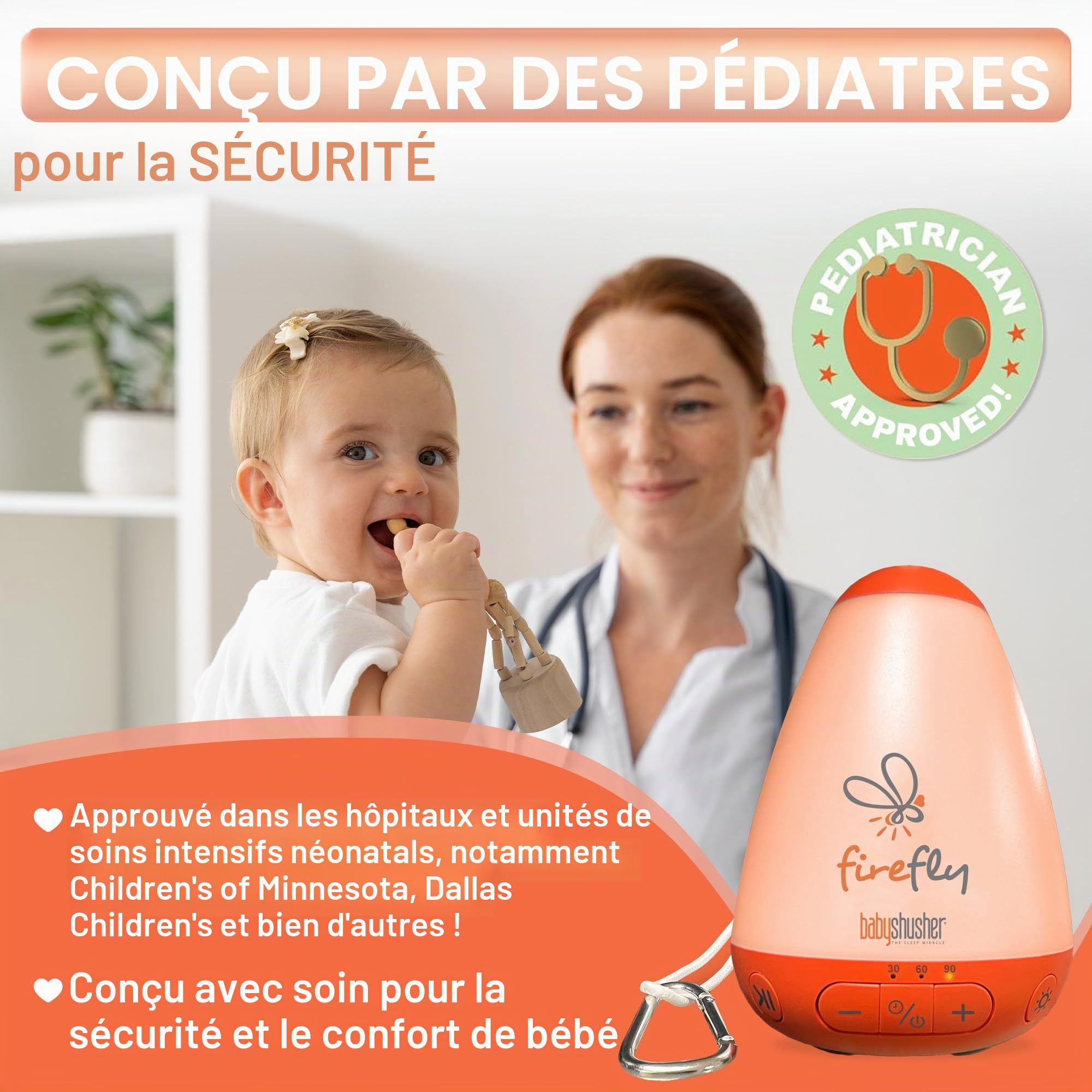 Baby Shusher Firefly – 1 tétine pour bébé qui pleure, avec veilleuse