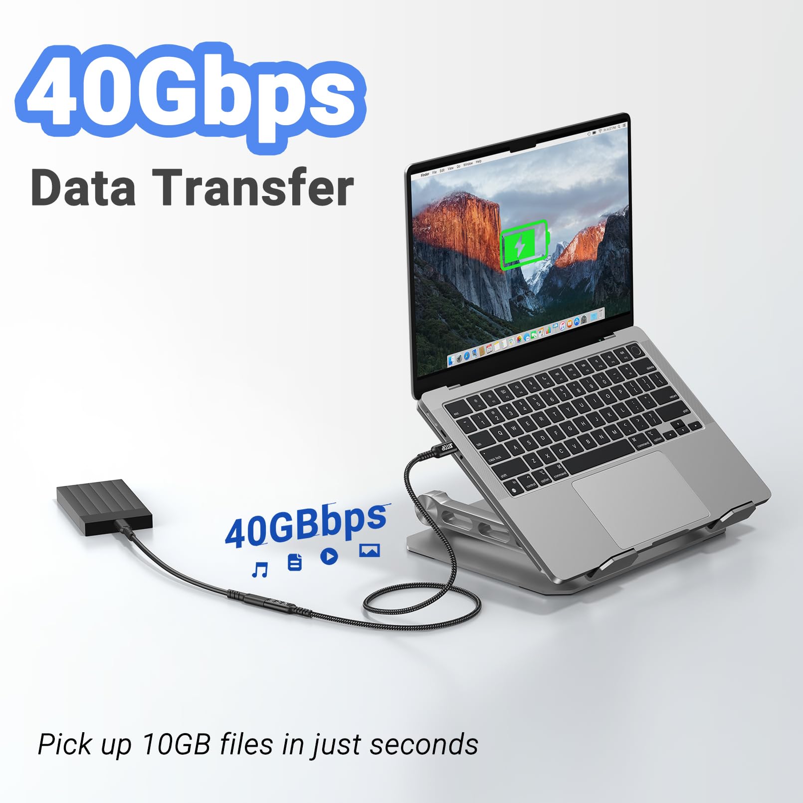 Cable de extensión USB C de 3.3 pies [2 unidades de 40 Gbps/240 W/8 K], carga de 240 W, transferencia de datos de 40 Gbps, cable extensor USB C 4.0 tipo C, macho a hembra para laptop, tablet