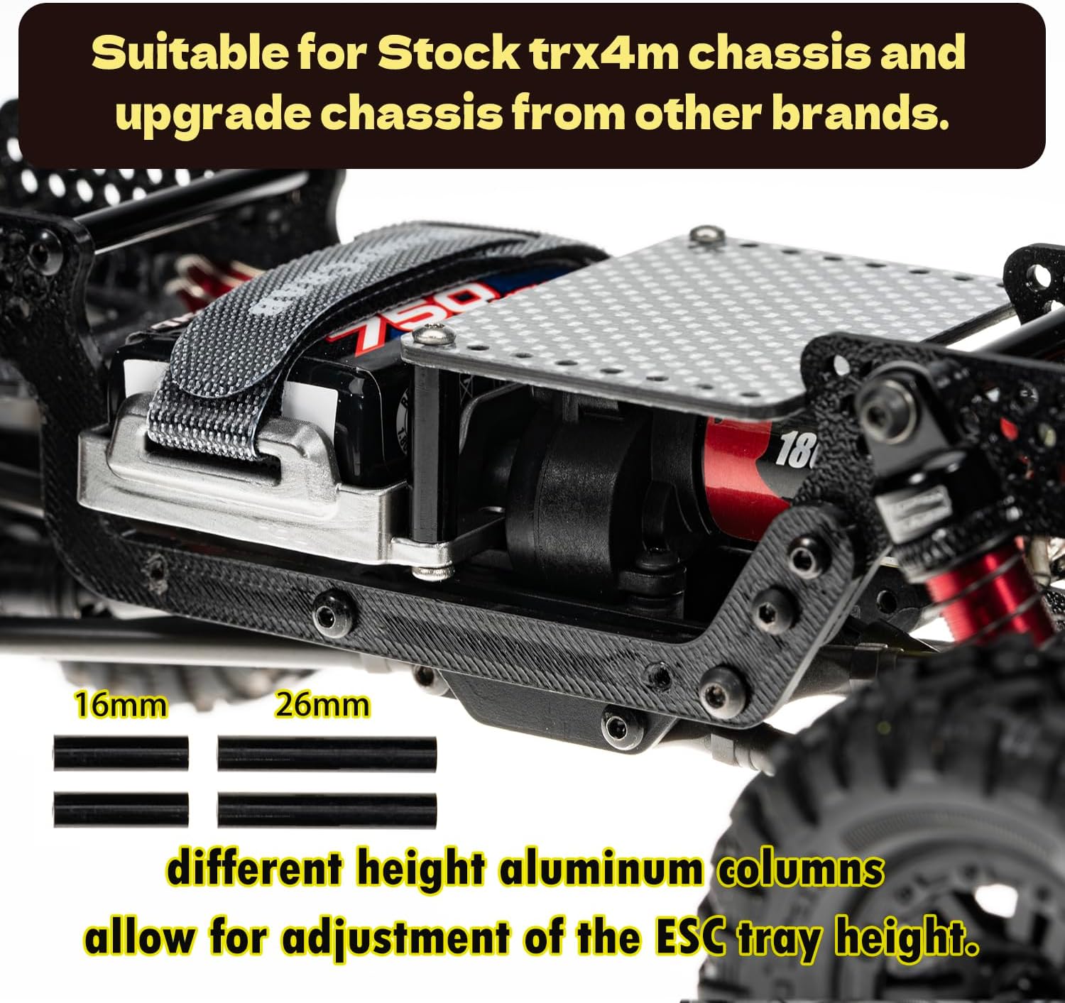 Battery Tray & ESC Receiver Tray, Double Decker Plate for 1/18 RC Crawler TRX4M, Silver