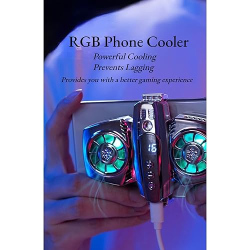 Miniatura 2 de Cell Phone Cooler, Cellphone Radiator with Dual Semiconductor Cooling Chip, Mobile Phones with a Width of 6 to 8 Cm for Live Streaming, Outdoor