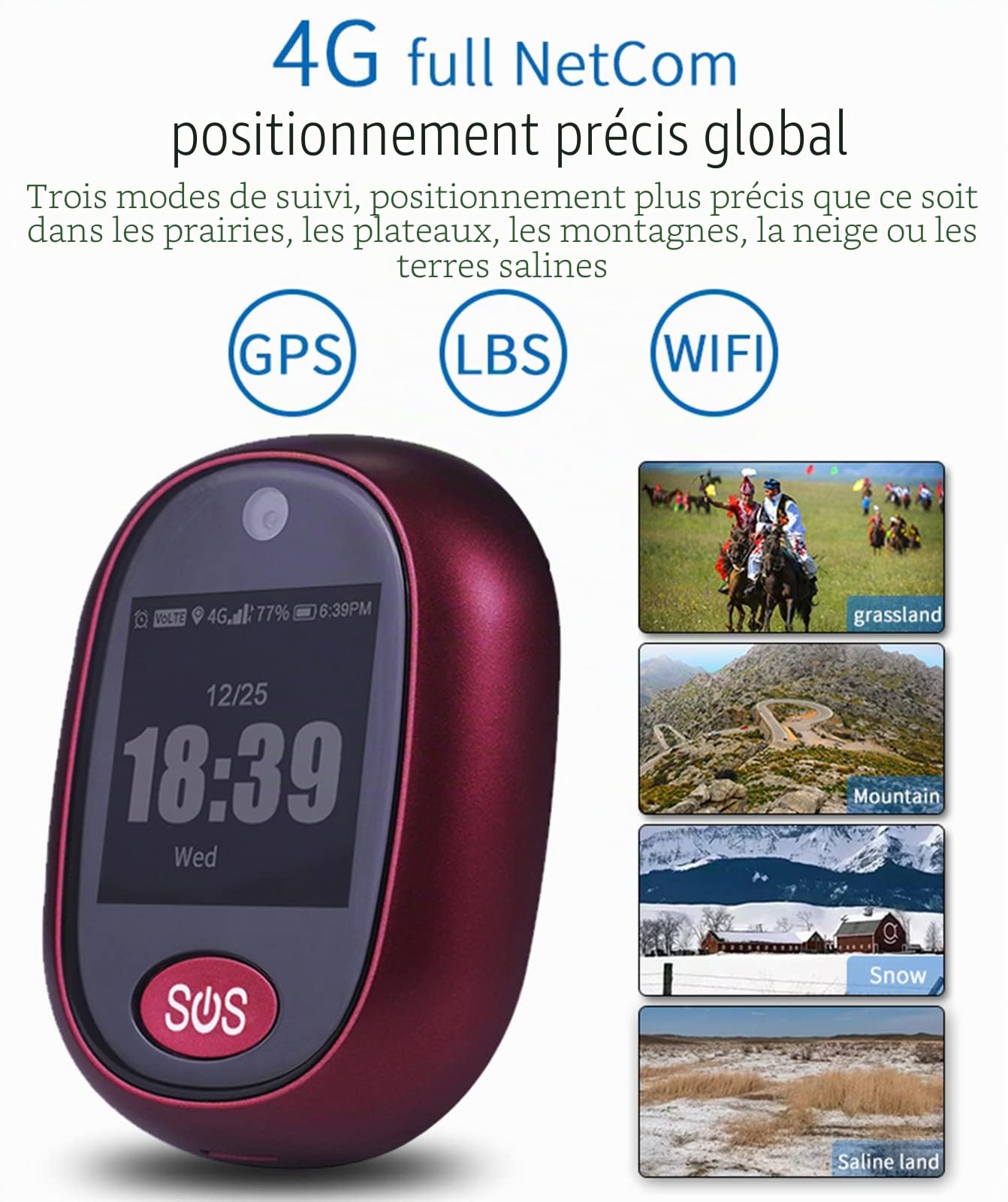 Dispositif de suivi GPS pour personnes âgées avec bouton d'urgence SOS, localisation de sonnerie, réveil et clôture de sécurité, localisateur personnel 4G pour soins d'Alzheimer