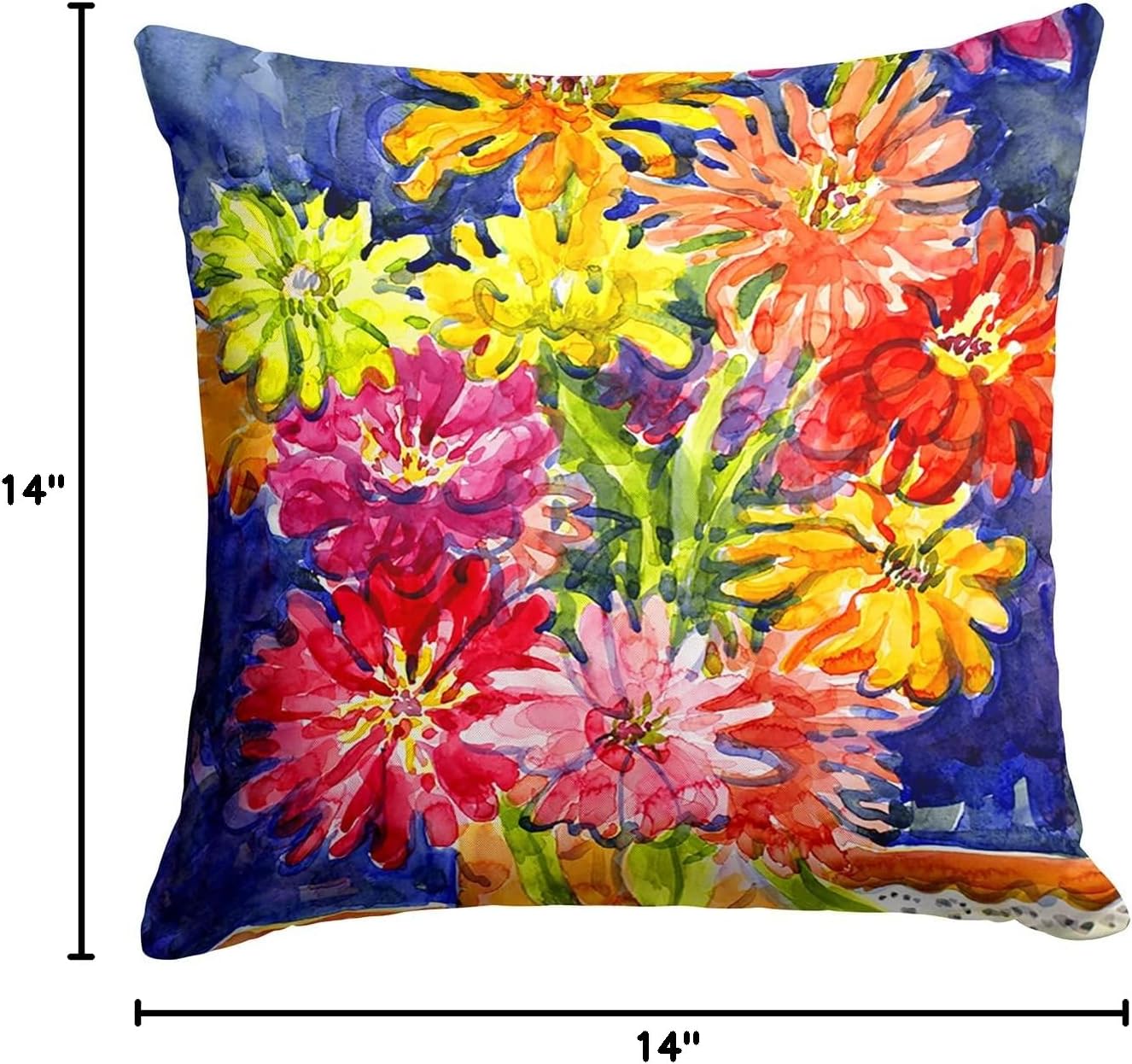 Caroline's Treasures 6069PW1414 Flower - Gerber Daisies Fabric Decorative Pillow Machine Washable, Indoor Outdoor Decorative Pillow for Couch, Bed or Patio, 14Hx14W