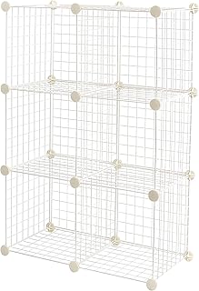 Amazon Basics Estantes apilables de rejilla de alambre compuestos por 6 cubos, 66 x 32 x 96.5 cm, Blanco