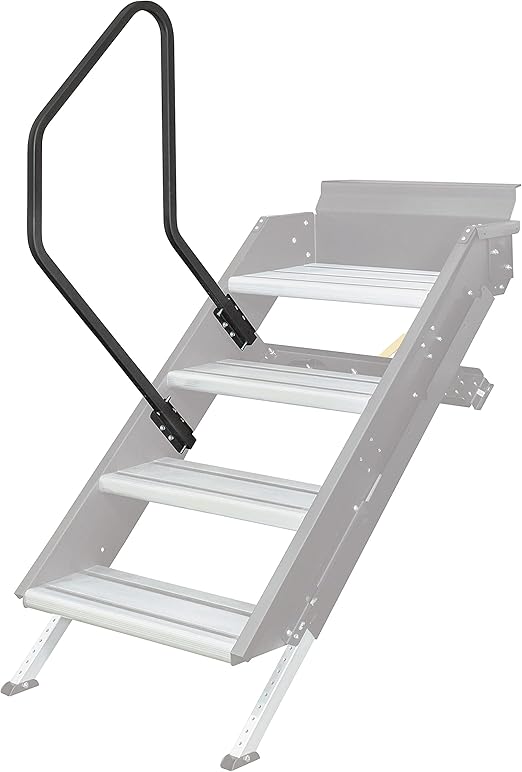 Lippert Solid Step Entry Assist Handrail, Accommodates Door Widths up to 36”, Easy Installation, Locking Pins for 5” Adjustment, for 5th Wheel RVs, Travel Trailers, Motorhomes - 799640, Black