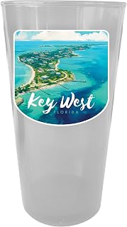 R and R Imports Key West Florida Design A Souvenir Plastic 16 oz pint Clear 2-Pack