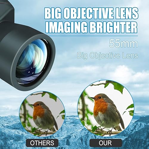 Miniatura 3 de Telescopio monocular monocular monocular de alta potencia de 12 x 55 para adultos con adaptador de teléfono inteligente, lente FMC y prisma BAK4,