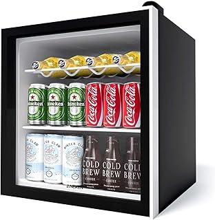 Aneken Beverage Refrigerator, 17 Inch Wide 62 Cans Beverage Cooler with Double-Layered Glass Door for Soda, Water, Beer, o...