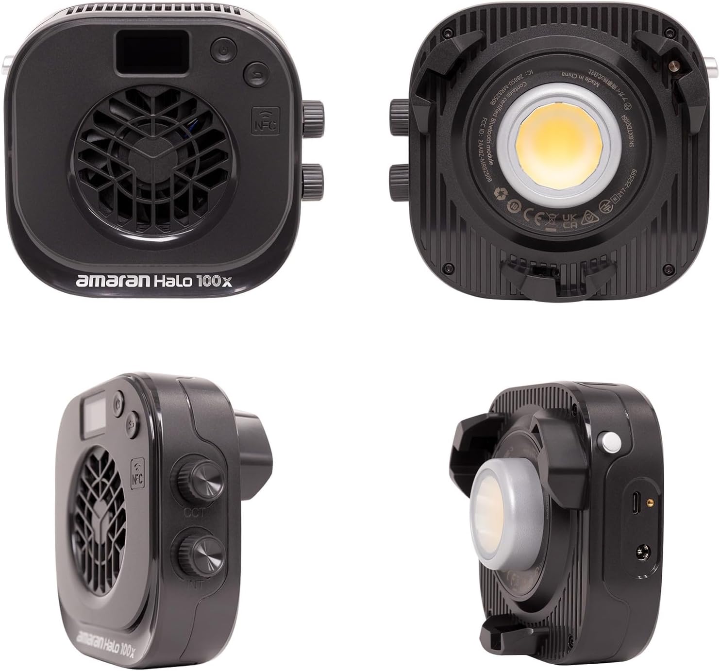 Amaran Halo 100x 100W Bi-Color COB Monolight – 4,890 Lux, CCT 2,700K -6,500K,CRI 96+, 28dBA Quiet,Dual AC/USB-C Power,App Control, Bowens Mount Continuous Light for Studio/Streaming/Location Shooting