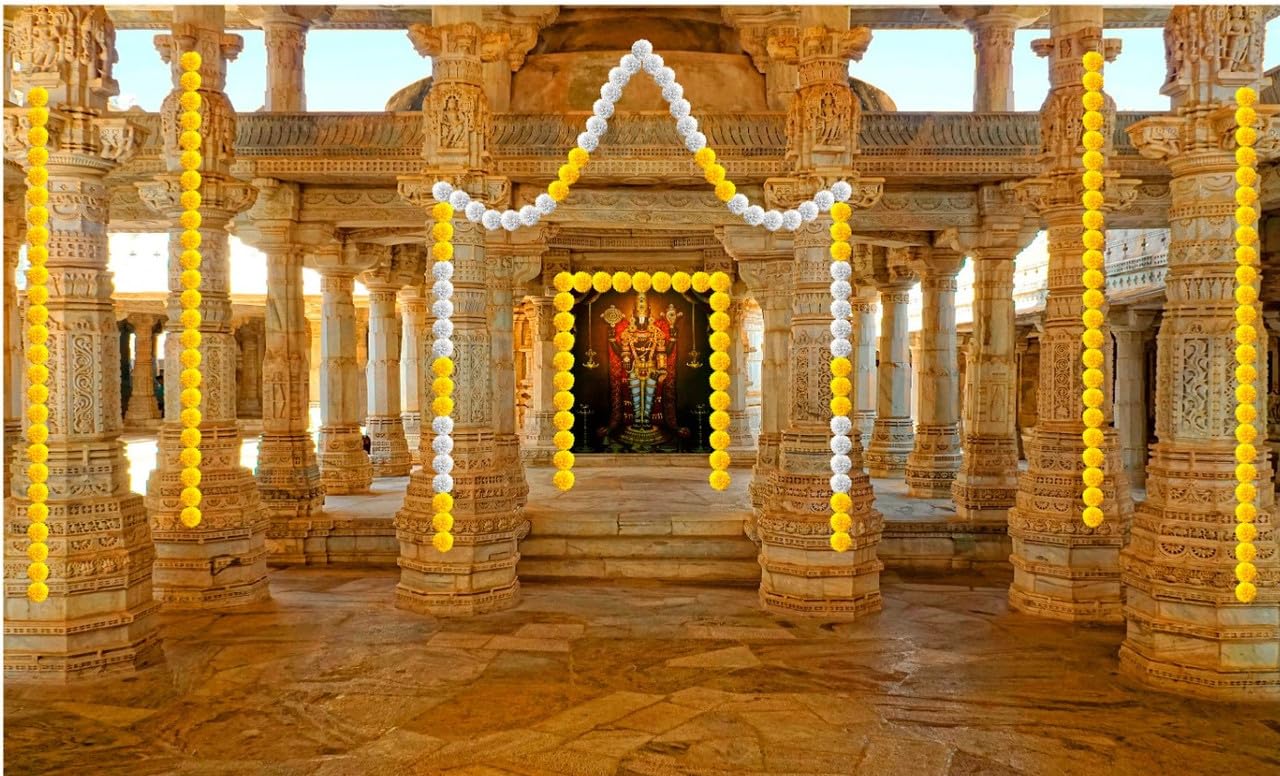 zeonely mart Temple backdrops for Decoration | Backdrop Cloth for Decoration for Pooja Govinda |tirupati Balaji Backdrop (5_8 FT) Gold Colour-image-24