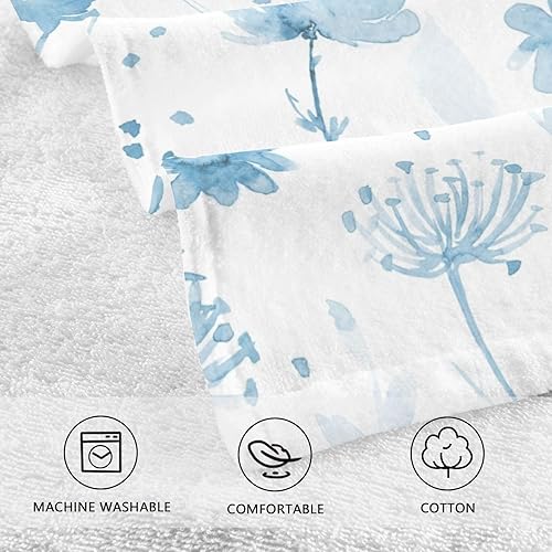Miniatura 4 de 2 toallas de mano de acuarela con flores azules, altamente absorbentes, suaves y de algodón de secado rápido para baño, ducha, deportes, 16 x 28