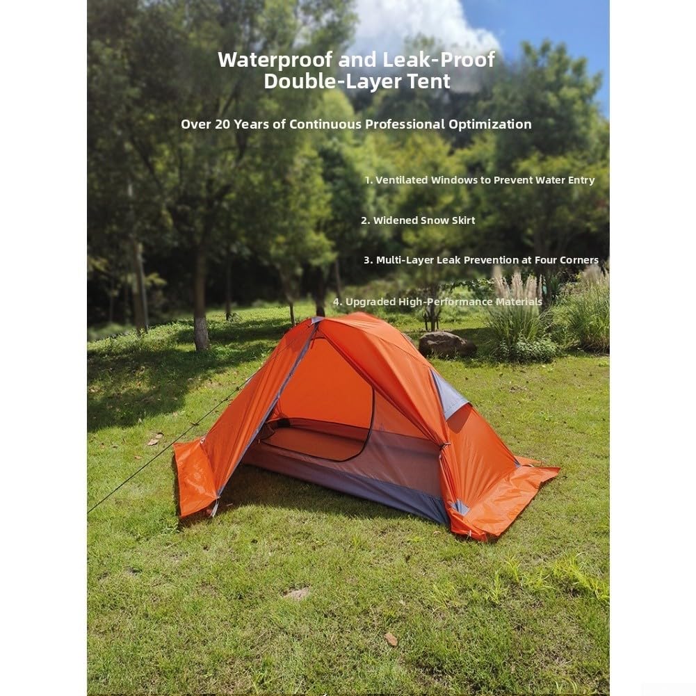 Tenda Ultraleggera 1 Posto Impermeabile 1.7kg Doppio per strato | Doppio per strato impermeabile, peso 1.7kg, ideale trekking, ciclismo, avventura outdoor(Cloud Blue 210*90*100cm)