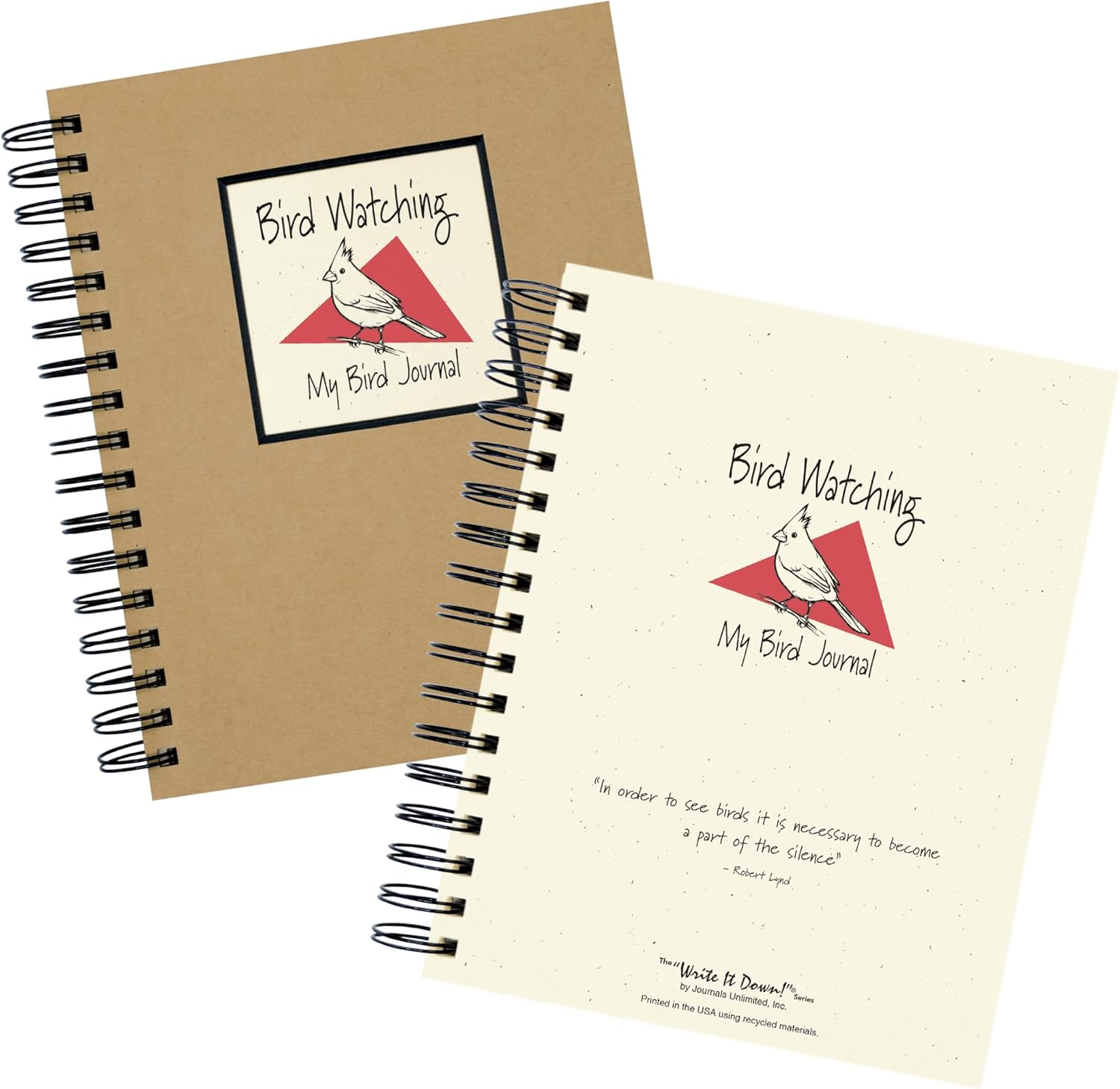 Write it Down series by Journals Unlimited, Guided Journal, Bird Watching, My Bird Journal, Full-size 7.5"x 9", Kraft Hard Cover, Made in USA