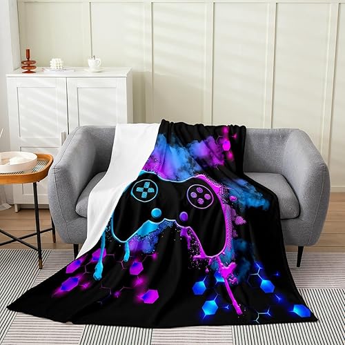 Miniatura 2 de Manta de franela de forro polar para el sofá de los juegos, con mando y joystick, para todas las estaciones, 40 x 50 pulgadas, novedosa manta