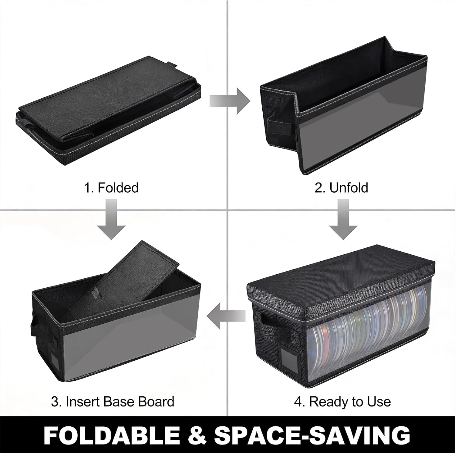 CD Storage Boxes with Lids, 6 Pack Holds 210 CDs