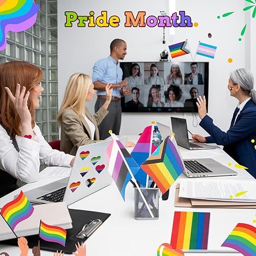 Miniatura 7 de 548 piezas de accesorios de orgullo, LGBTQ pequeño progreso arco iris bandera corazón adhesivo para gays lesbianas bisexuales trans pansexuales