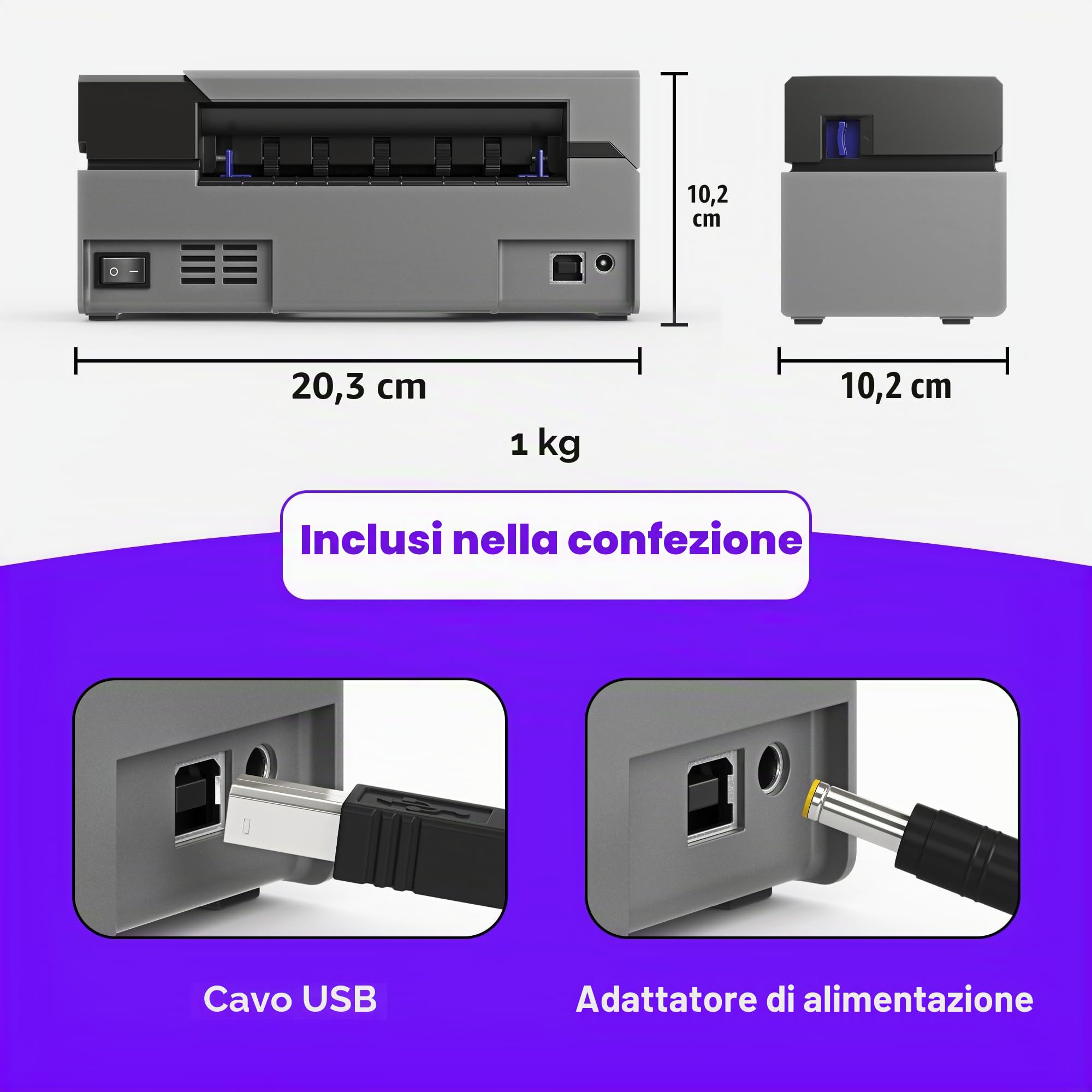 ROLLO Label Printer Commercial Grade diretto stampante termica ad alta velocità compatibile con Amazon, eBay, Etsy, Shopify 4x6 Label Printer