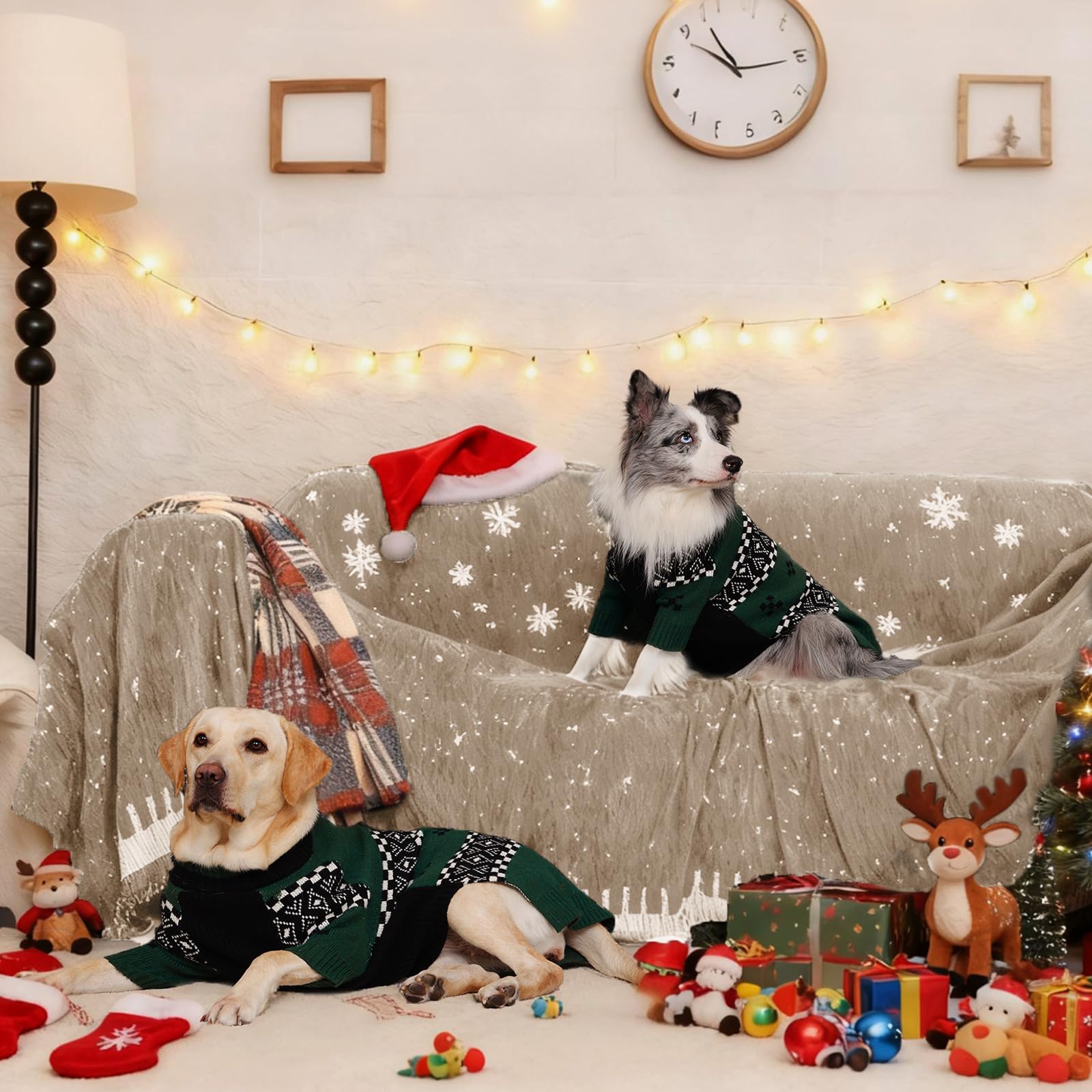 ROZKITCH Maglioni per cani extra large per cani femminili, elastico per cani, maglione natalizio con gambe anteriori per prevenire il freddo all'aperto, per animali domestici giganti in inverno e