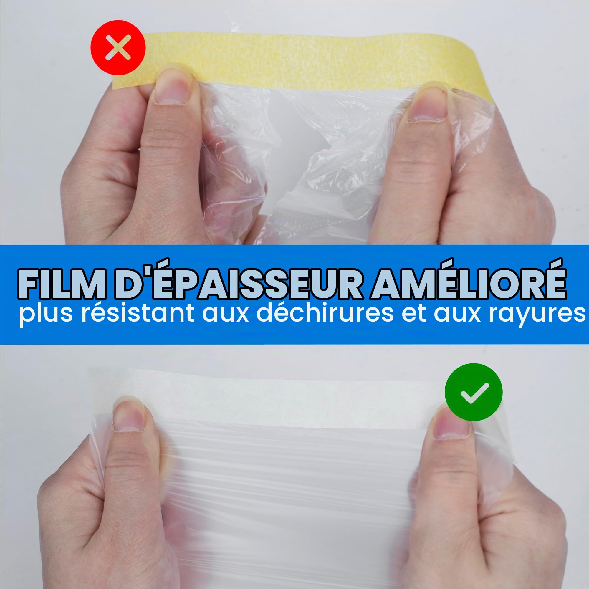 TAPEBEAR Film de Masquage Pré-Encollé 1400mm x 27m (Lot de 4 Rouleaux)