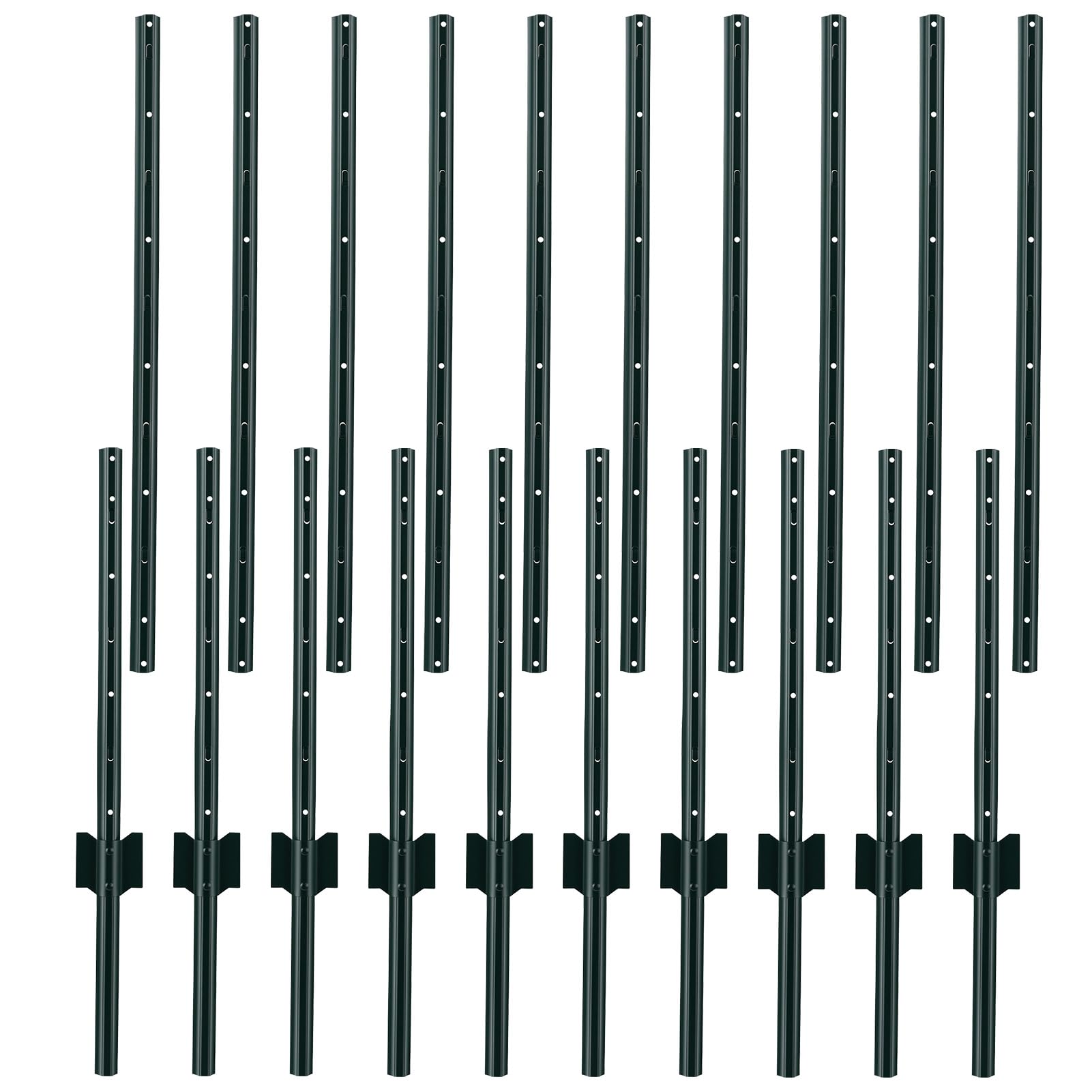 Ankishi 20 Pack Metal Fence Posts 5 FT (152CM) - Heavy Duty Steel Fencing Stakes & Garden Posts for Wire Mesh, Farm, Yard Boundary - Rustproof Ground Anchor Poles (Netting Not Included)