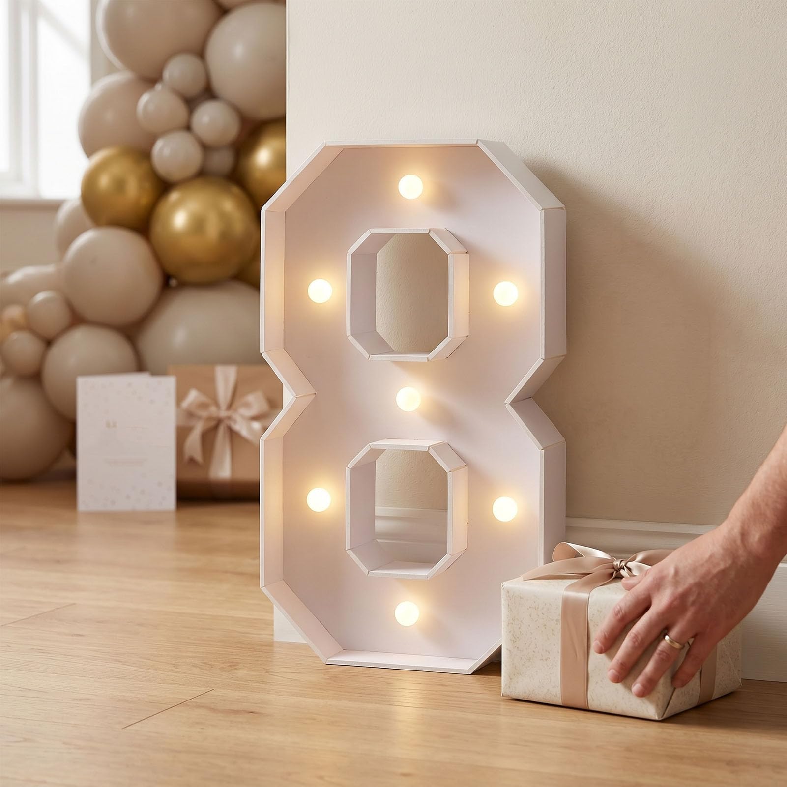 Numero 8 Luminoso, Numero LED Luce Pannello Schiuma 70cm 27.6in,
