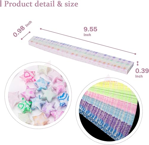 Miniatura 2 de Qunrwe Tiras luminosas de papel de estrella de origami, 210 hojas de papel con patrón de pentagrama, papeles de estrellas de la suerte para niños,