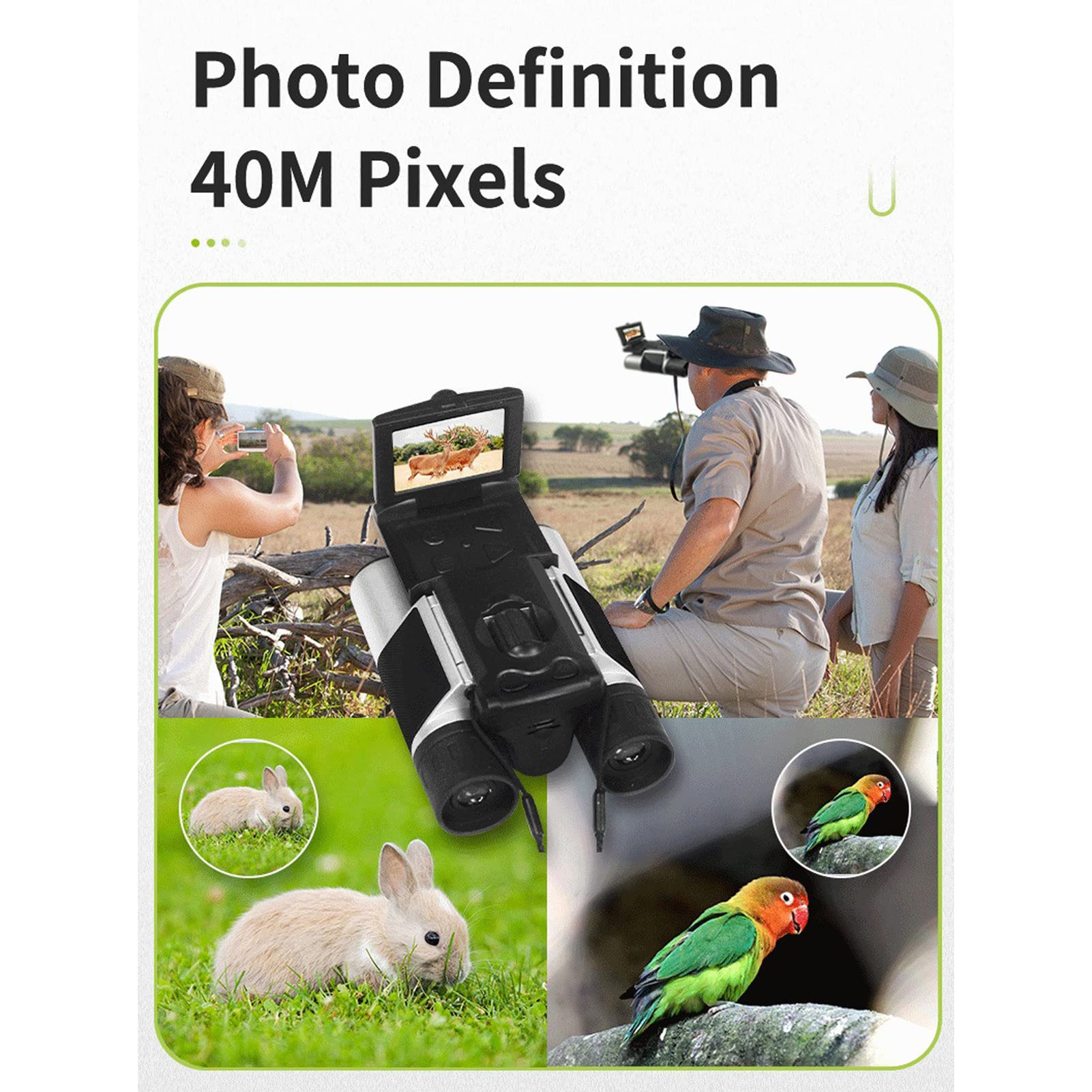 Binocolo Con Fotocamera Digitale 1080P – Schermo LCD 2”, 12x32, Memoria 8GB, Per Birdwatching, Concerti, Sport